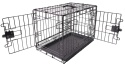 Amazon Basics – Wytrzymała Metalowa Klatka Kennelowa dla Małego Psa – Podwójne Drzwi – Czarna – 56 x 33 x 41 cm