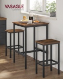 Vasagle LBT25X – Kwadratowy Wysoki Stół Barowy i Jadalniany – Styl Industrialny / Loft – Stalowa Rama i Podnóżek 60 x 60 x 92 cm
