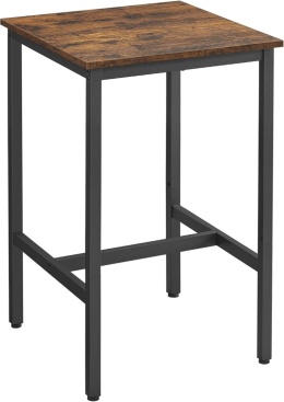 Vasagle LBT25X – Kwadratowy Wysoki Stół Barowy i Jadalniany – Styl Industrialny / Loft – Stalowa Rama i Podnóżek 60 x 60 x 92 cm