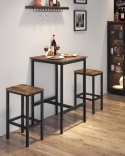 Vasagle LBT25X – Kwadratowy Wysoki Stół Barowy i Jadalniany – Styl Industrialny / Loft – Stalowa Rama i Podnóżek 60 x 60 x 92 cm