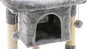 Lionto – Stabilny Drapak dla Kota z Jaskinią ,wysokość 60 cm – Mocny Sizal i Miękki Plusz – Jasnoszary – 40 x 40 x 60 cm