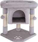 Lionto – Stabilny Drapak dla Kota z Jaskinią ,wysokość 60 cm – Mocny Sizal i Miękki Plusz – Jasnoszary – 40 x 40 x 60 cm