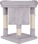 Lionto – Stabilny Drapak dla Kota z Jaskinią ,wysokość 60 cm – Mocny Sizal i Miękki Plusz – Jasnoszary – 40 x 40 x 60 cm