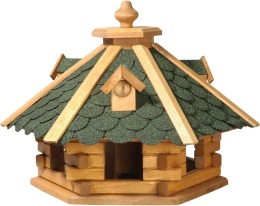 dobar 98720e – Luksusowy 6-Kątny Domek i Karmnik dla Ptaków z Silosem – Lite Drewno Sosnowe– 51 x 45 x 37 cm