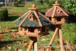 dobar 98720e – Luksusowy 6-Kątny Domek i Karmnik dla Ptaków z Silosem – Lite Drewno Sosnowe– 51 x 45 x 37 cm