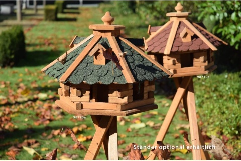 dobar 98720e – Luksusowy 6-Kątny Domek i Karmnik dla Ptaków z Silosem – Lite Drewno Sosnowe– 51 x 45 x 37 cm