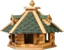 dobar 98720e – Luksusowy 6-Kątny Domek i Karmnik dla Ptaków z Silosem – Lite Drewno Sosnowe– 51 x 45 x 37 cm