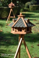 dobar 98720e – Luksusowy 6-Kątny Domek i Karmnik dla Ptaków z Silosem – Lite Drewno Sosnowe– 51 x 45 x 37 cm