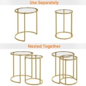 Yaheetech – Nowoczesny Zestaw 2 Okrągłych Stolików Kawowych (Nesting Tables) – Szkło Hartowane i Metalowa Rama