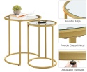 Yaheetech – Nowoczesny Zestaw 2 Okrągłych Stolików Kawowych (Nesting Tables) – Szkło Hartowane i Metalowa Rama