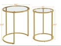 Yaheetech – Nowoczesny Zestaw 2 Okrągłych Stolików Kawowych (Nesting Tables) – Szkło Hartowane i Metalowa Rama