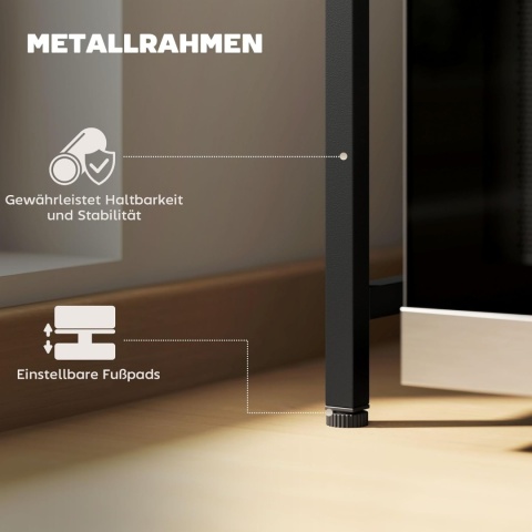 HOMCOM – Nowoczesny Metalowy Regał na Kuchenkę Mikrofalową – Konstrukcja Rozsuwana (39,5 - 64 cm)