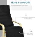HOMCOM – Elegancki Fotel Relaksacyjny i Wypoczynkowy na Płozach – Stelaż z Drewna Brzozowego –– Czarny – Udźwig do 120 kg