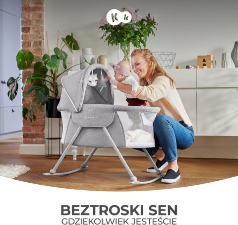 Kinderkraft LOVI 3w1 – Wielofunkcyjne Łóżeczko Dziecięce, Łóżko Turystyczne i Kołyska – Pałąk z Zabawkami