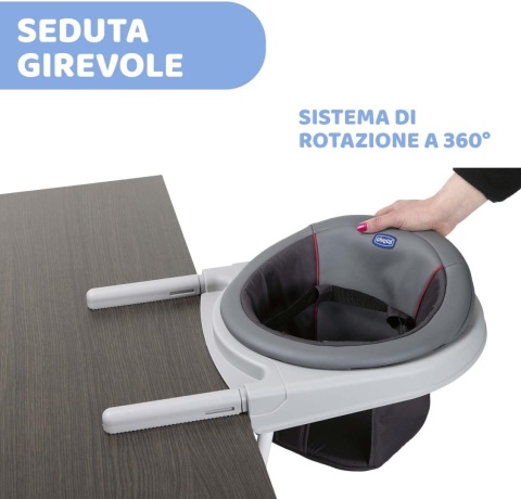 Chicco 360° – Innowacyjne Obrotowe Krzesełko Zawieszane na Stół i Fotelik do Karmienia – Regulacja w 6 Pozycjach