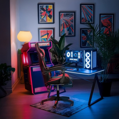5SMART PLAYER CarbonX – Profesjonalny Obrotowy Fotel Gamingowy z Wysuwanym Podnóżkiem
