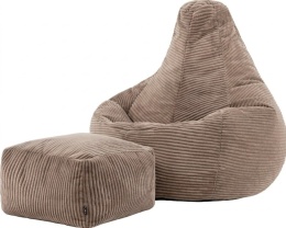 icon® Dalton – Ekskluzywny Sztruksowy Fotel Pufa Worek (Bean Bag) z Dedykowanym Podnóżkiem