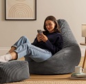 icon® Dalton – Ekskluzywny Sztruksowy Fotel Pufa Worek (Bean Bag) z Dedykowanym Podnóżkiem