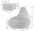 icon® Dalton – Ekskluzywny Sztruksowy Fotel Pufa Worek (Bean Bag) z Dedykowanym Podnóżkiem