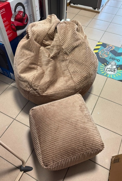 icon® Dalton – Ekskluzywny Sztruksowy Fotel Pufa Worek (Bean Bag) z Dedykowanym Podnóżkiem