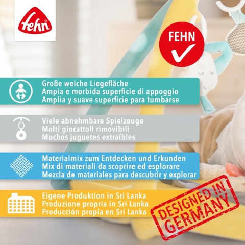 Fehn® BabyLOVE – Interaktywna Mata Edukacyjna 3D i Koc do Raczkowania z Pałąkami