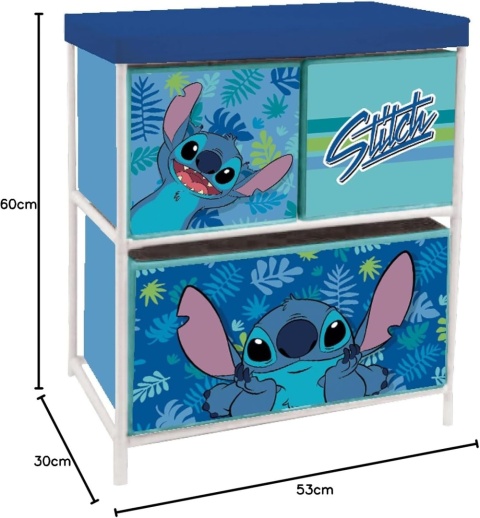 Arditex® Disney Lilo & Stitch – Licencjonowany Regał Dziecięcy z 3 Pojemnikami – Organizer i Szafka na Zabawki oraz Ubrania