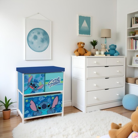 Arditex® Disney Lilo & Stitch – Licencjonowany Regał Dziecięcy z 3 Pojemnikami – Organizer i Szafka na Zabawki oraz Ubrania