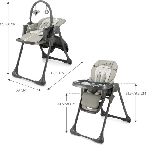 Kinderkraft® TUMMIE – Wielofunkcyjne Krzesełko do Karmienia i Leżaczek Niemowlęcy 2w1 – Od Urodzenia do 15 kg