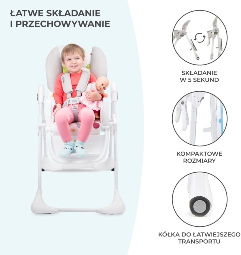 Kinderkraft® YUMMY – Komfortowe Krzesełko do Karmienia z Regulacją Wysokości i Oparcia