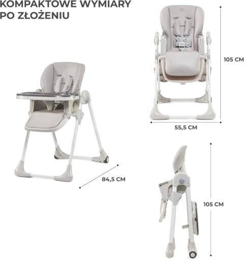 Kinderkraft® YUMMY – Komfortowe Krzesełko do Karmienia z Regulacją Wysokości i Oparcia