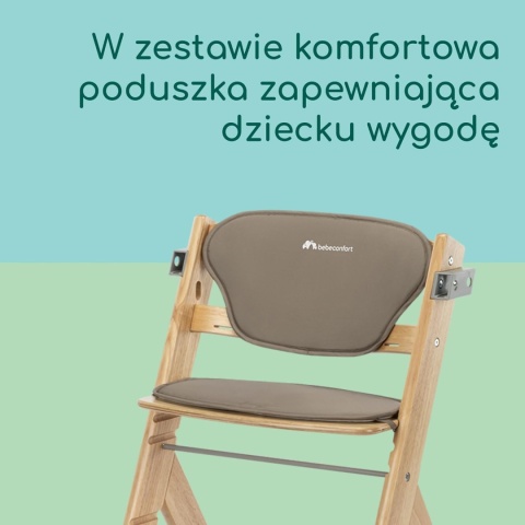 Bebeconfort Timba 2 z Poduszką – Wielofunkcyjne Ewolucyjne Krzesełko do Karmienia z Drewna Kauczukowego