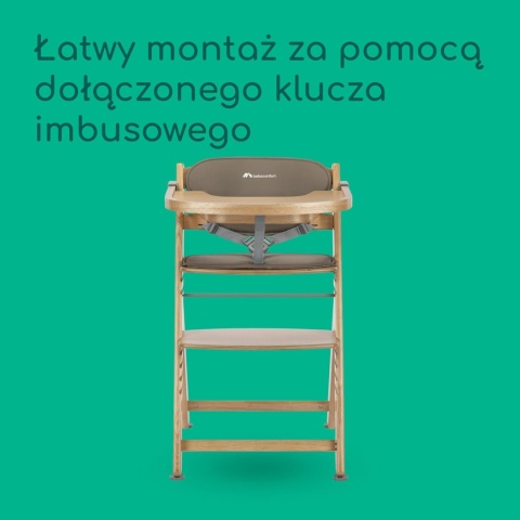 Bebeconfort Timba 2 z Poduszką – Wielofunkcyjne Ewolucyjne Krzesełko do Karmienia z Drewna Kauczukowego