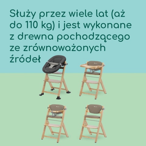 Bebeconfort Timba 2 z Poduszką – Wielofunkcyjne Ewolucyjne Krzesełko do Karmienia z Drewna Kauczukowego