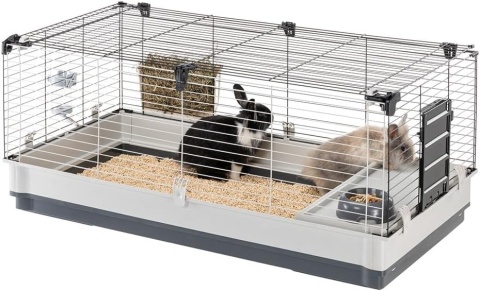 Ferplast® – Kompaktowa Klatka dla Małych Gryzoni i Świnek Morskich – Pełne Wyposażenie (Domek, Poidło, Paśnik)