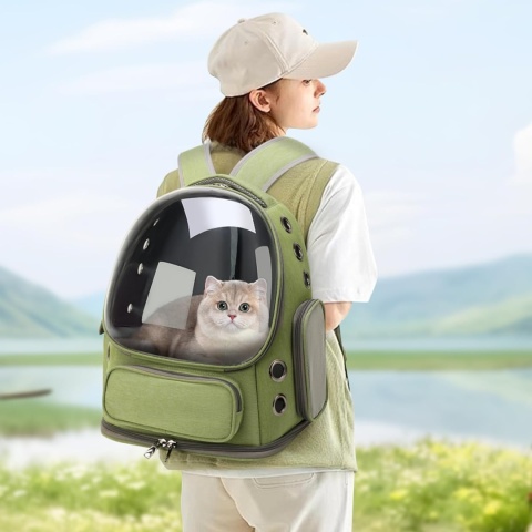GixDix™ Kapsuła Premium – Ergonomiczny Plecak Transporter dla Kota i Małego Psa – Okno Bąbelkowe