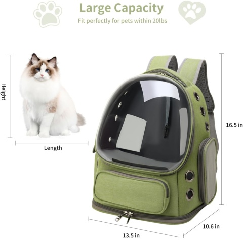 GixDix™ Kapsuła Premium – Ergonomiczny Plecak Transporter dla Kota i Małego Psa – Okno Bąbelkowe