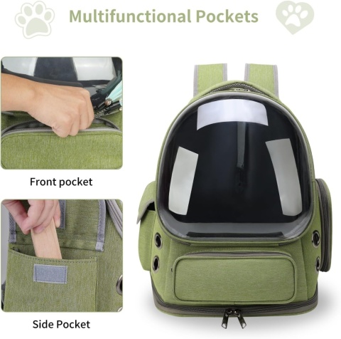 GixDix™ Kapsuła Premium – Ergonomiczny Plecak Transporter dla Kota i Małego Psa – Okno Bąbelkowe