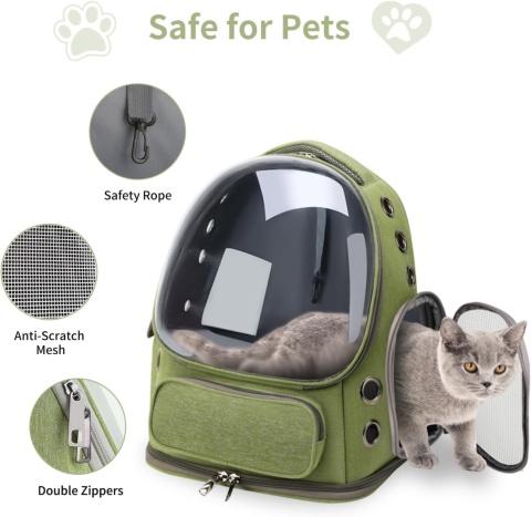 GixDix™ Kapsuła Premium – Ergonomiczny Plecak Transporter dla Kota i Małego Psa – Okno Bąbelkowe