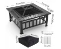VOUNOT® – Wielofunkcyjne Palenisko Ogrodowe Kwadratowe 4w1 – Grill, Stolik i Schładzacz do Napojów (Ice Bucket)
