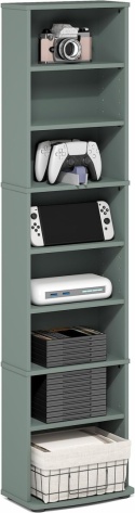 Furinno® JAYA – Ekskluzywny Pionowy Regał Multimedialny i Biblioteczka 8-Poziomowa – Regulowane Półki