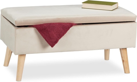 Relaxdays® – Elegancka Ławka Tapicerowana i Skrzynia z Miejscem do Przechowywania – 80 x 40 cm (Pojemność 40L) –