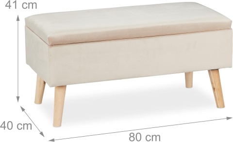 Relaxdays® – Elegancka Ławka Tapicerowana i Skrzynia z Miejscem do Przechowywania – 80 x 40 cm (Pojemność 40L) –