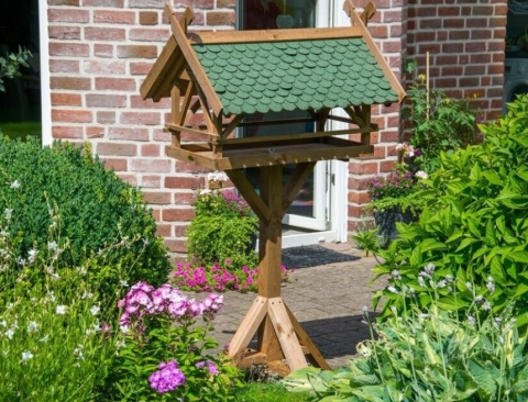 dobar® Westfalen (49005e) – Ekskluzywny Drewniany Karmnik dla Ptaków na Solidnym Stojaku – 78 x 62 x 148 cm