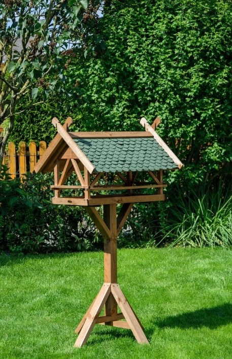 dobar® Westfalen (49005e) – Ekskluzywny Drewniany Karmnik dla Ptaków na Solidnym Stojaku – 78 x 62 x 148 cm