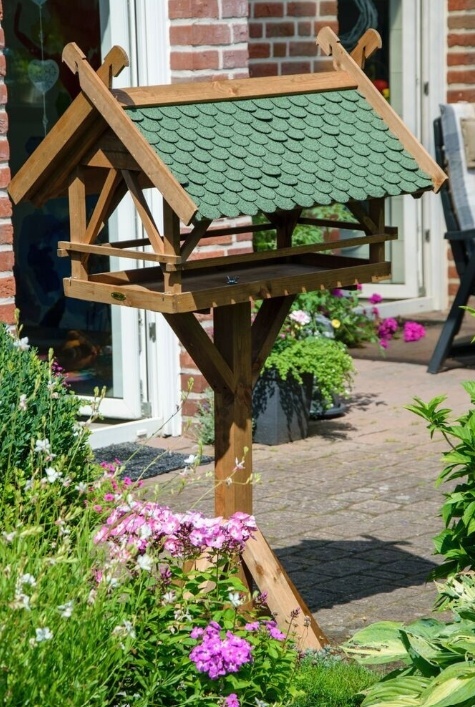dobar® Westfalen (49005e) – Ekskluzywny Drewniany Karmnik dla Ptaków na Solidnym Stojaku – 78 x 62 x 148 cm