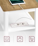 VASAGLE® – Wielofunkcyjny Wąski Stolik Boczny i Nocny – Model LET327W14 – Wbudowana Listwa Zasilająca (2x Gniazdko, 2x USB)