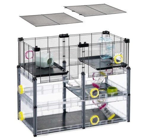 Ferplast® Multipla Chomik – Ekskluzywna Duża Klatka Modułowa dla Chomika i Myszy – 72,5 x 37,5 x 62 cm