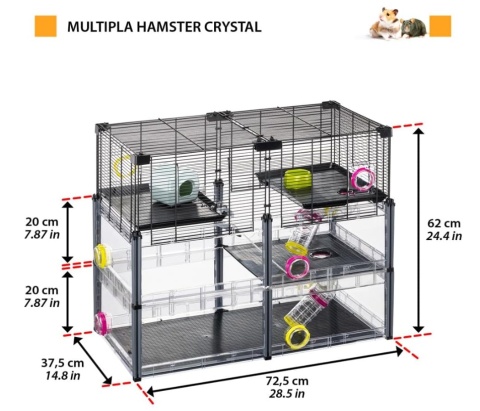 Ferplast® Multipla Chomik – Ekskluzywna Duża Klatka Modułowa dla Chomika i Myszy – 72,5 x 37,5 x 62 cm