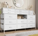 GarveeHome® Super Long Wide Dresser – Ekskluzywna Szeroka Komoda Sypialniana i Regał – 14 Szuflad Tekstylnych