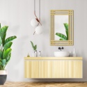 Relaxdays – Nowoczesne Lustro Ścienne w Ramie z Drewna Sosnowego – Motyw Siatki / Kratki – Kolor Naturalny Brąz – 70 x 50 x 2 cm